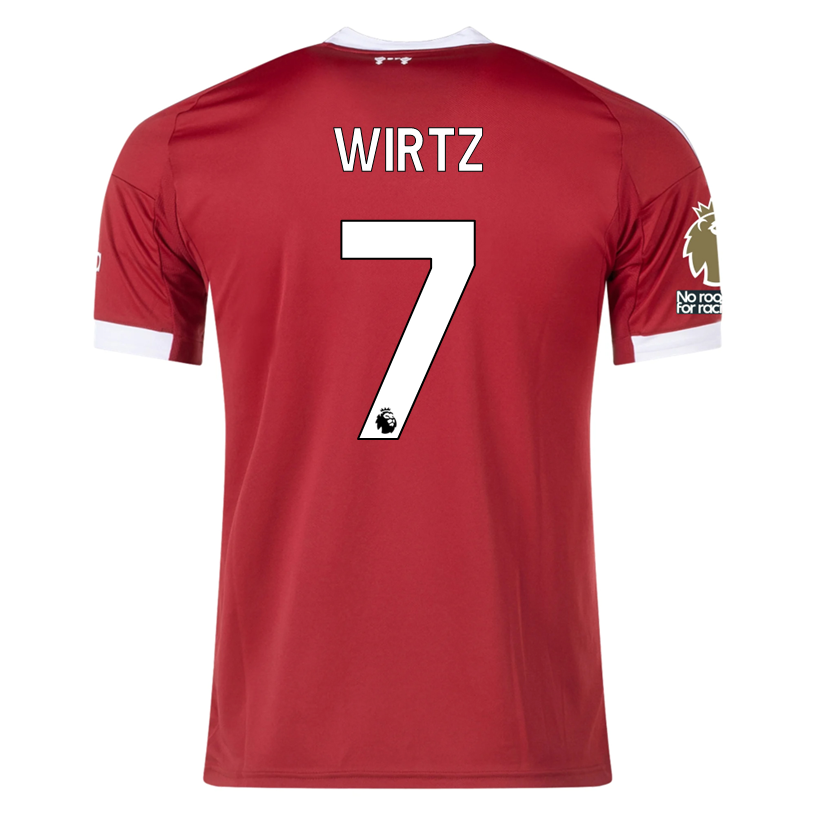 adidas Wirtz Men's Liverpool Home Jersey 25/26 w/ NRFR + EPL Champions Patch (Strawberry Red)
