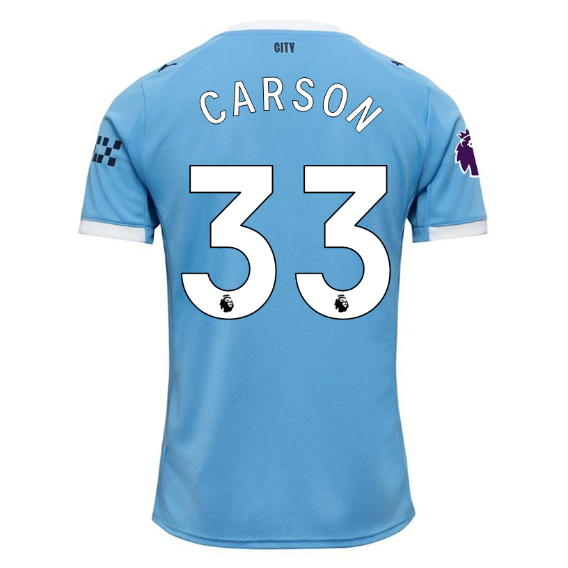 Puma Scott Carson Manchester City Home Jersey 25/26 w/ EPL + Sponsor Patch (Team Light Blue/Puma White)