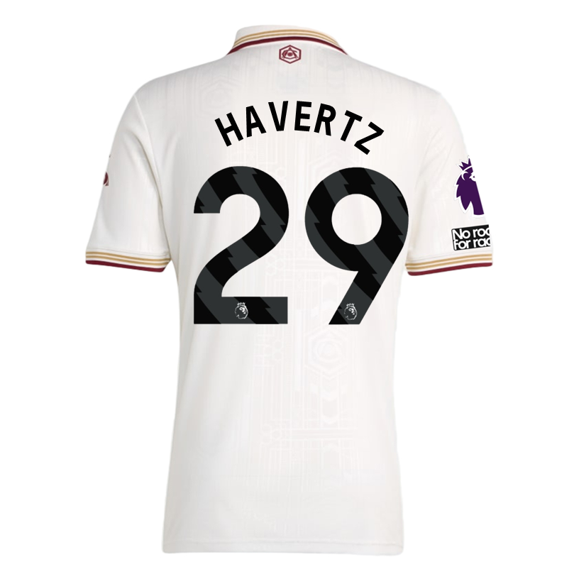 adidas Havertz Men's Arsenal FC Third Jersey 25/26 w/ NRFR + EPL Patches (White/Burgundy)