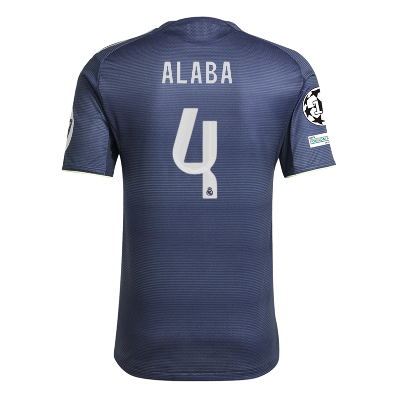 adidas David Alaba Real Madrid Authentic Away Jersey 25/26 w/ Champions League Patches (Legend Ink)
