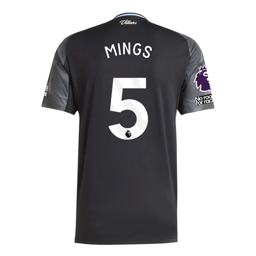 adidas Mings Men's Aston Villa 25/26 Away Jersey w/ EPL + NRFR Patches (Black/Global Blue)