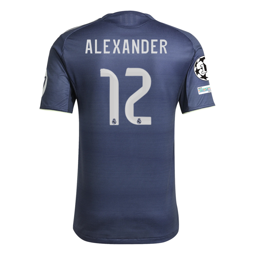 adidas Trent Alexander-Arnold Real Madrid Authentic Away Jersey 25/26 w/ Champions League Patches (Legend Ink)