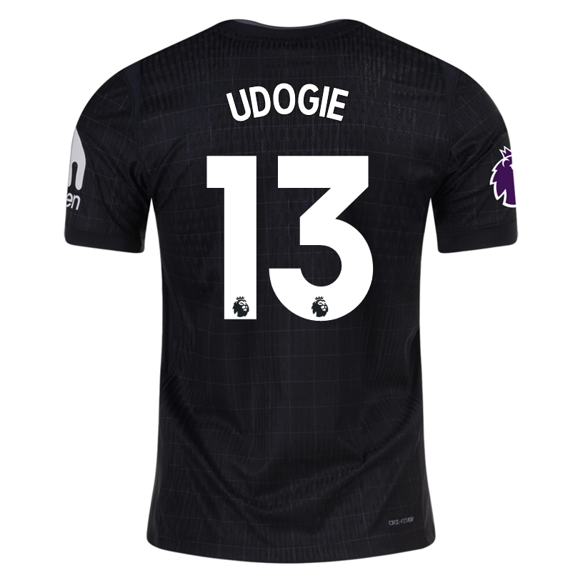 Nike Udogie Tottenham Hotspur Authentic Away Jersey 25/26 w/ EPL Patch (Black/Iron)