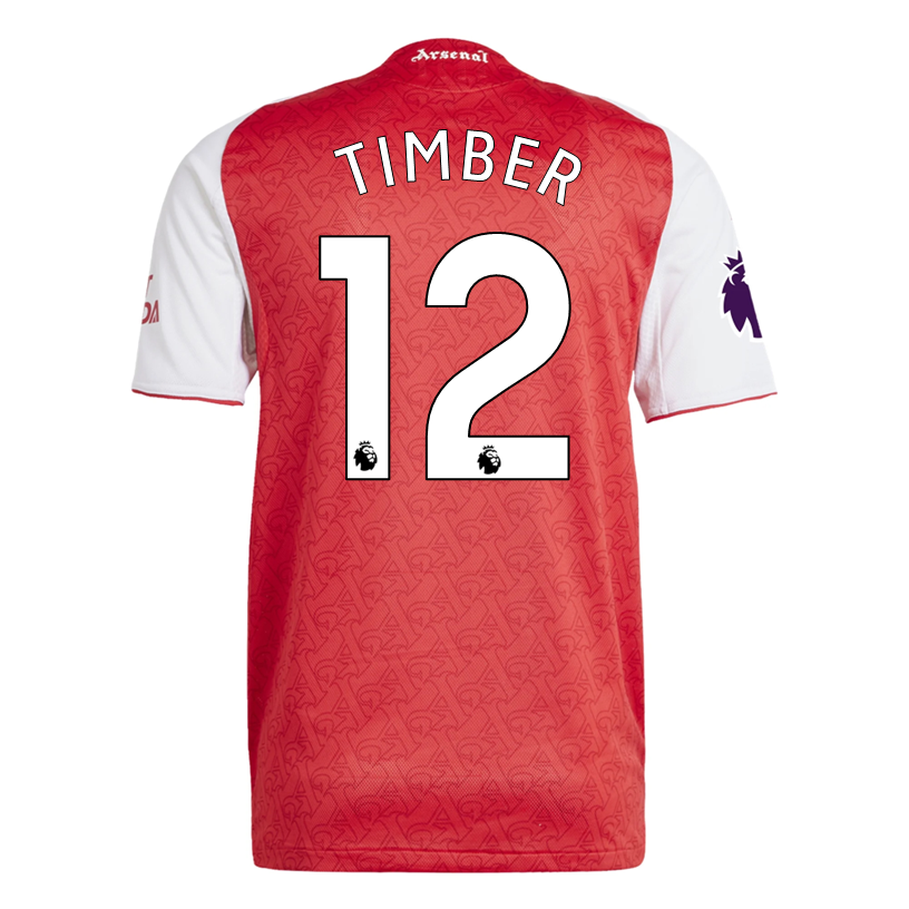 adidas Jurrien Timber Arsenal FC Authentic Home Jersey 25/26 w/ EPL Patch (Better Scarlet/White
