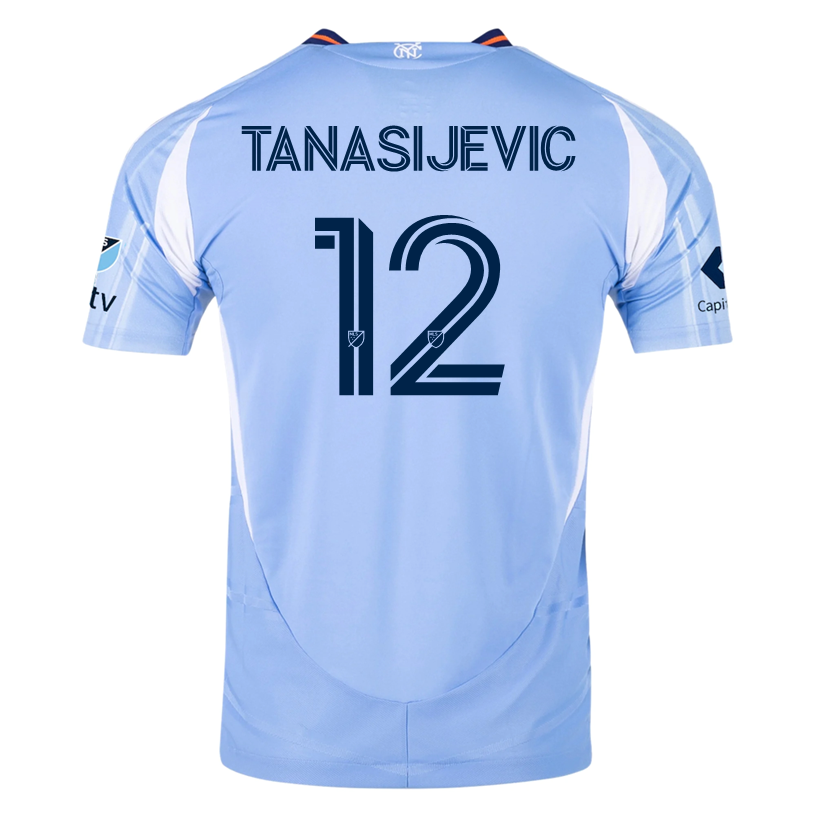 adidas Strahinja Tanasijević New York City FC Authentic Home Jersey 25/26 w/ MLS Patches (Bahia Light Blue)