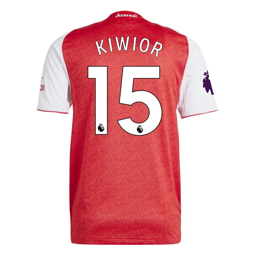 adidas Jakub Kiwior Arsenal FC Authentic Home Jersey 25/26 w/ EPL Patch (Better Scarlet/White