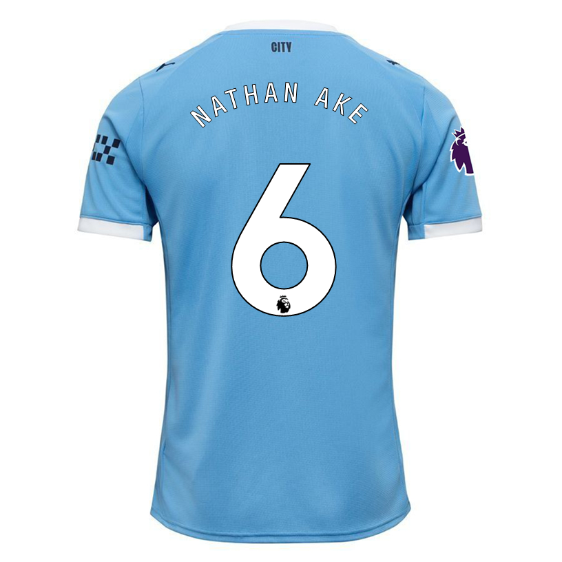 Puma Nathan Ake Manchester City Home Jersey 25/26 w/ EPL + Sponsor Patch (Team Light Blue/Puma White)