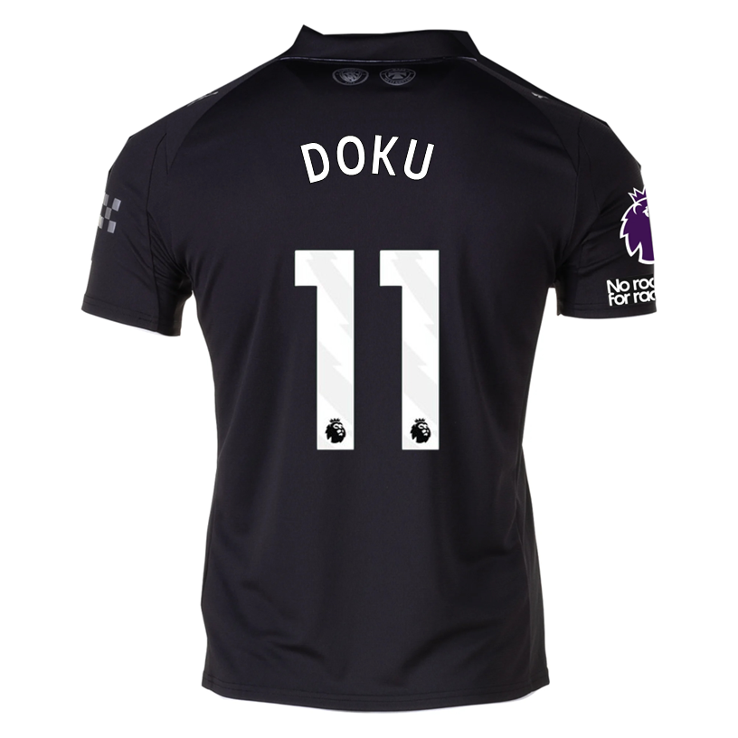 Puma Doku Men's Manchester City Away Jersey 25/26 w/ NRFR + EPL Patches (Puma Black)