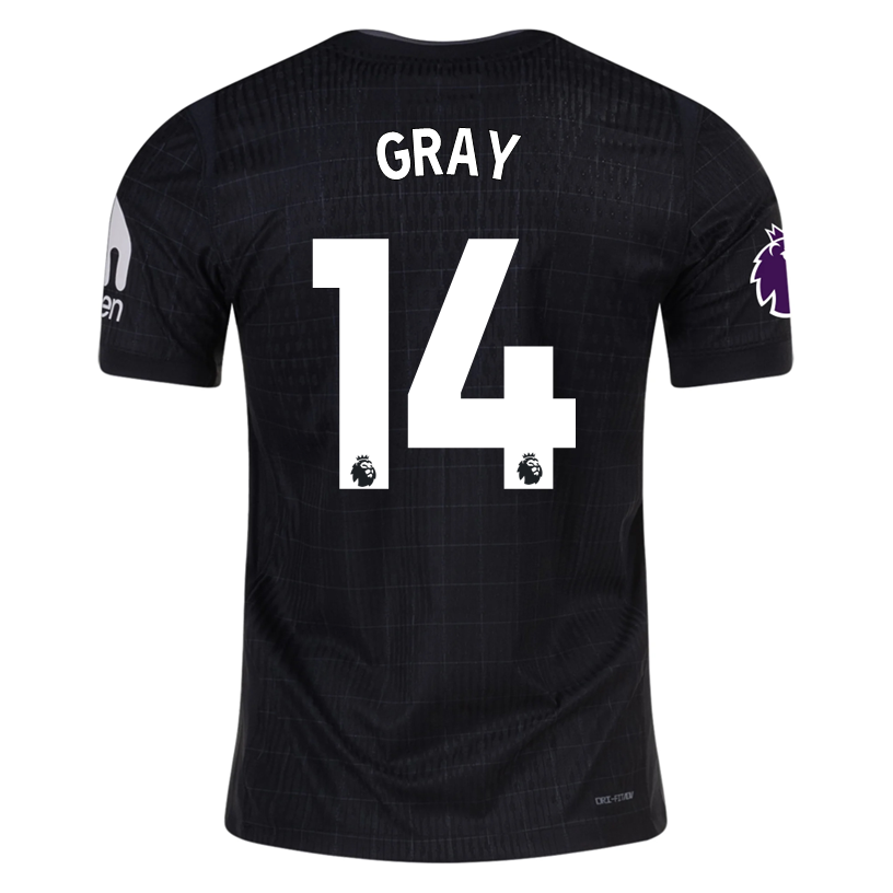 Nike Gray Tottenham Hotspur Authentic Away Jersey 25/26 w/ EPL Patch (Black/Iron)