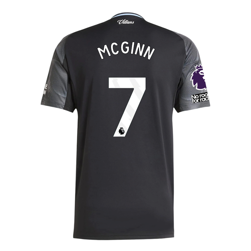 adidas Mcginn Men's Aston Villa 25/26 Away Jersey w/ EPL + NRFR Patches (Black/Global Blue)