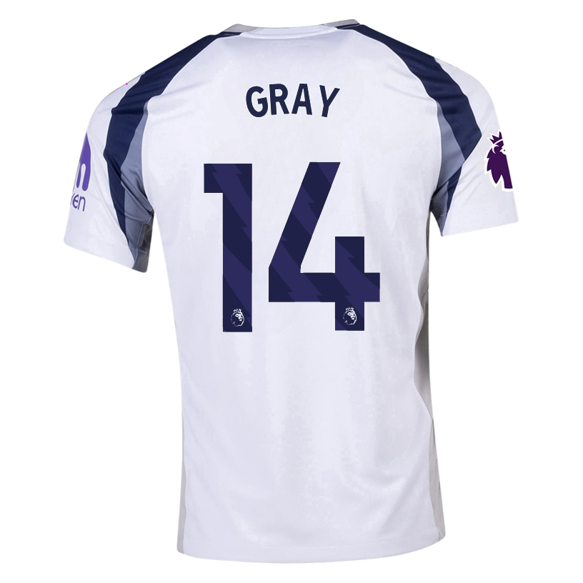 Nike Gray Tottenham Hotspurs Home Jersey w/ EPL + No Room For Racism Patch 25/26 (White/Iron/Binary Blue)