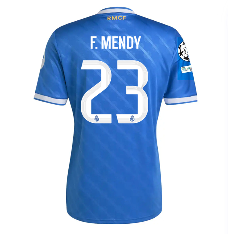 adidas F. Mendy Men's Real Madrid Third Jersey 25/26 w/ Champions League Patches (Blue/White)