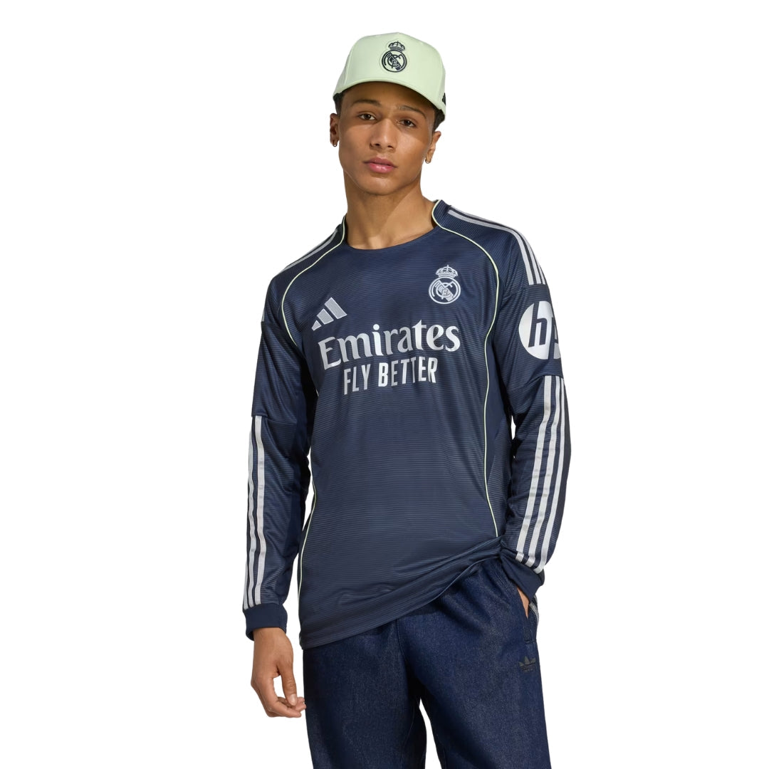 adidas Real Madrid Camavinga Long Sleeve Away Jersey w/ Champions League Patches 25/26 (Legend Ink)