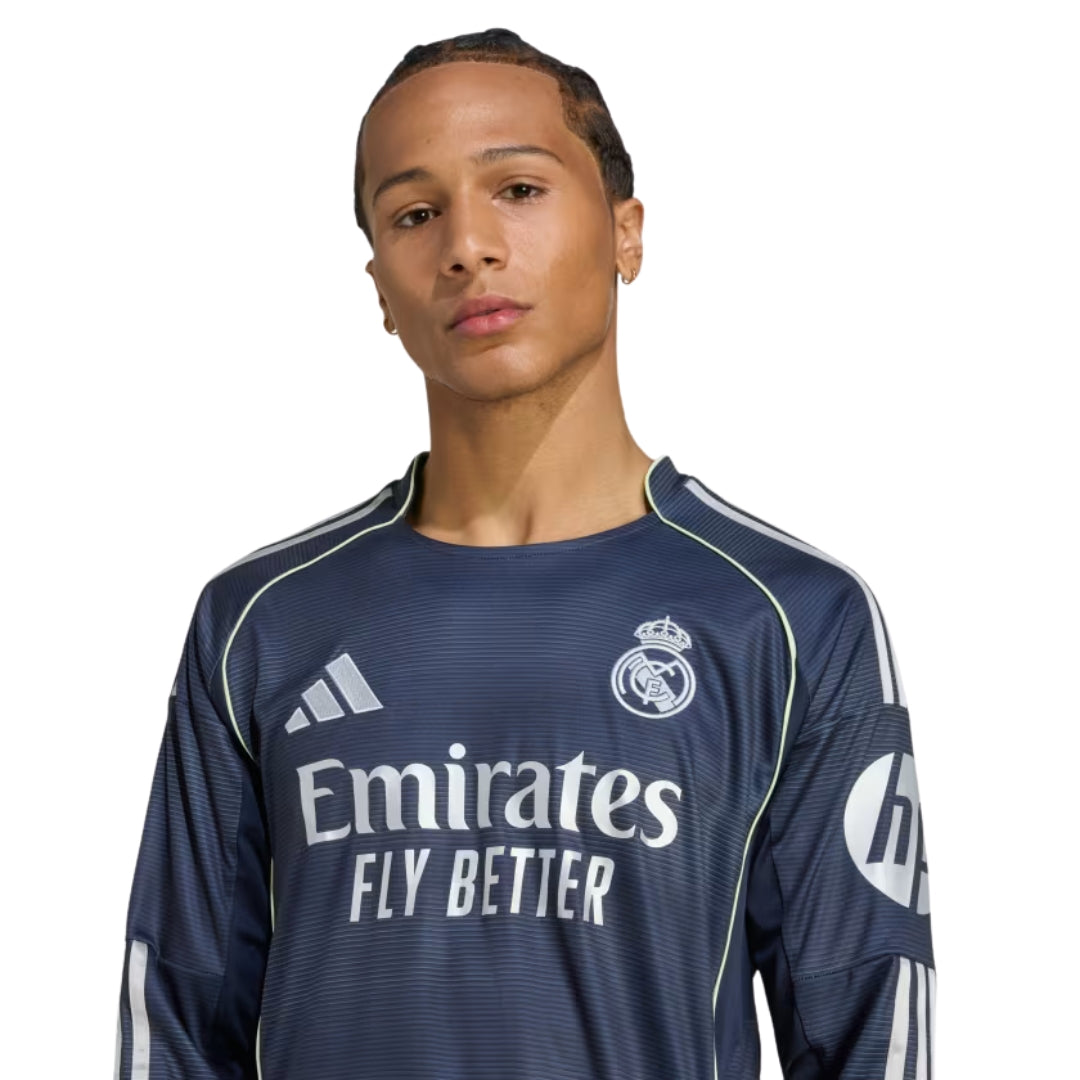 adidas Real Madrid Lucas V. Long Sleeve Away Jersey w/ Champions League Patches 25/26 (Legend Ink)