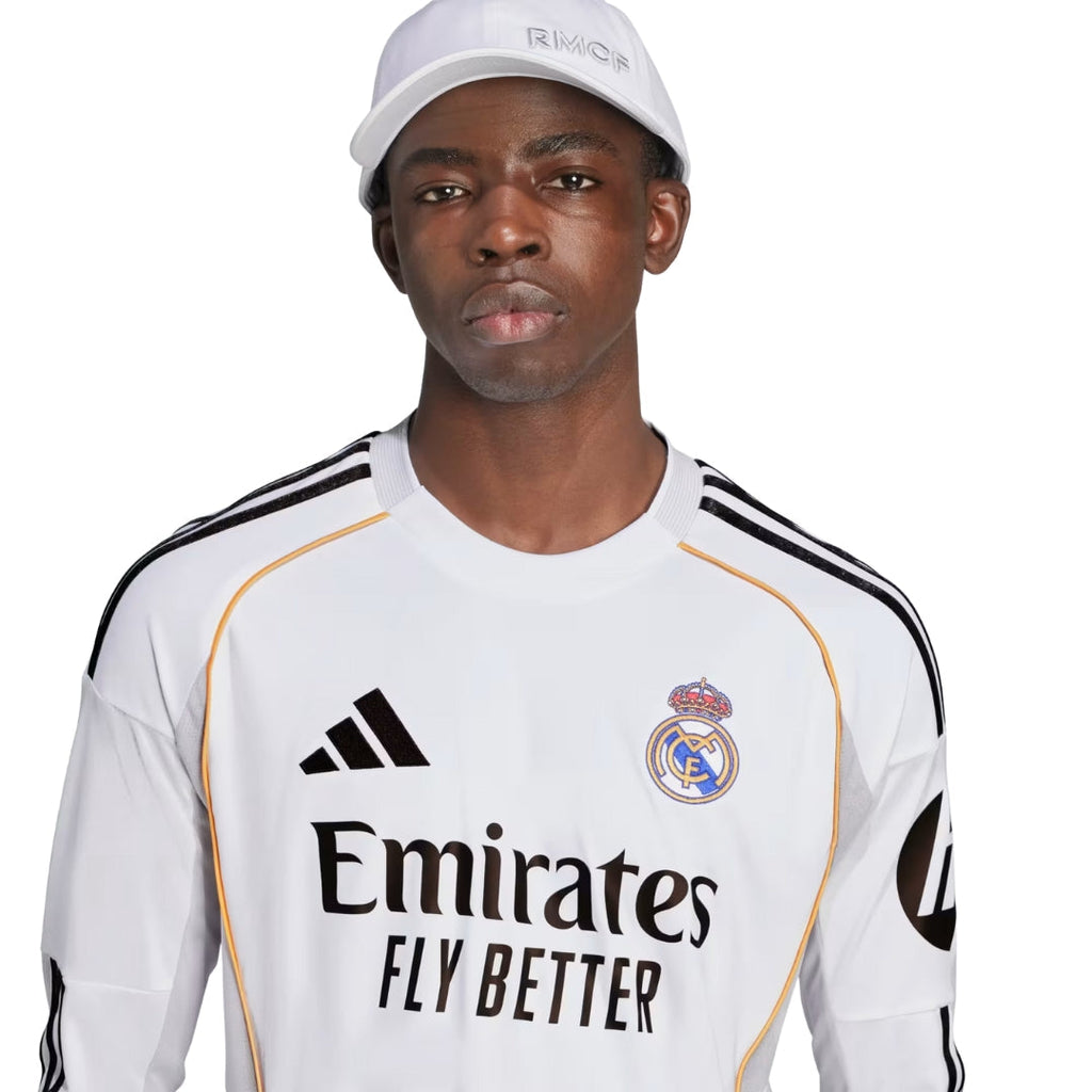 adidas Real Madrid Carvajal Long Sleeve Home Jersey w/ Intercontinental + Champions League Patches 25/26 (White)