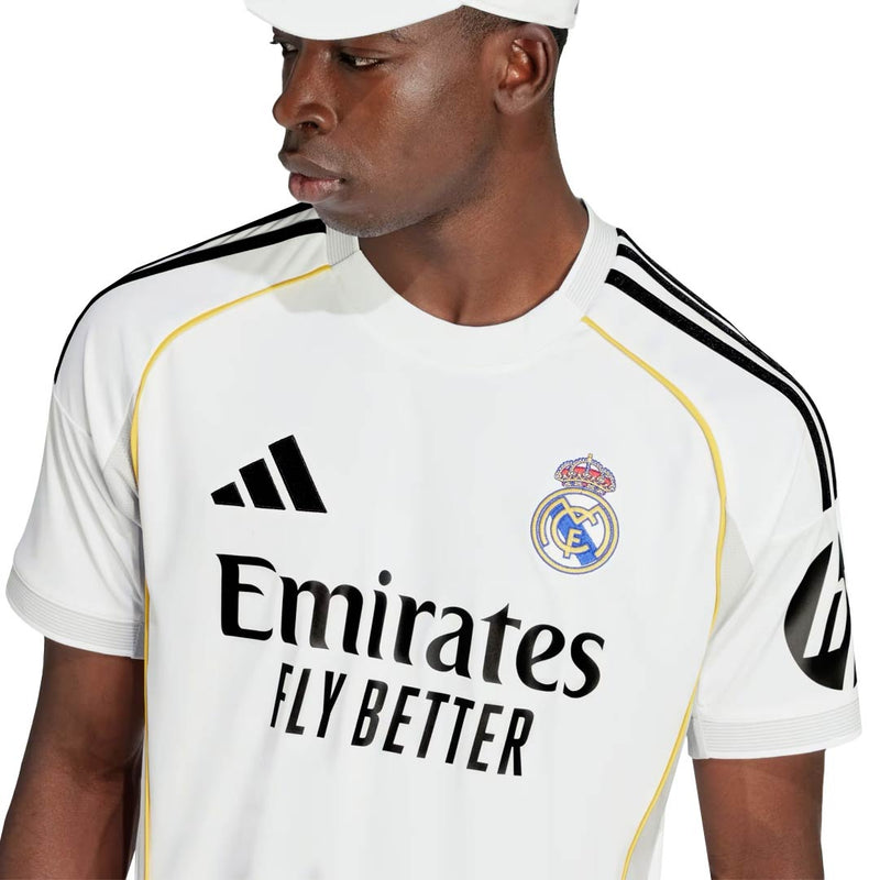 adidas Dean Huijsen Real Madrid 25/26 Home Jersey w/ Champions League Patches (White)