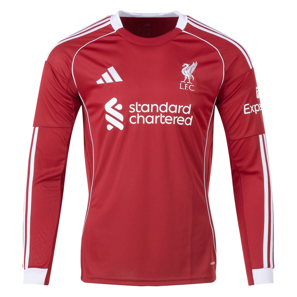adidas Liverpool Home Long Sleeve Jersey 25/26 (Strawberry Red)