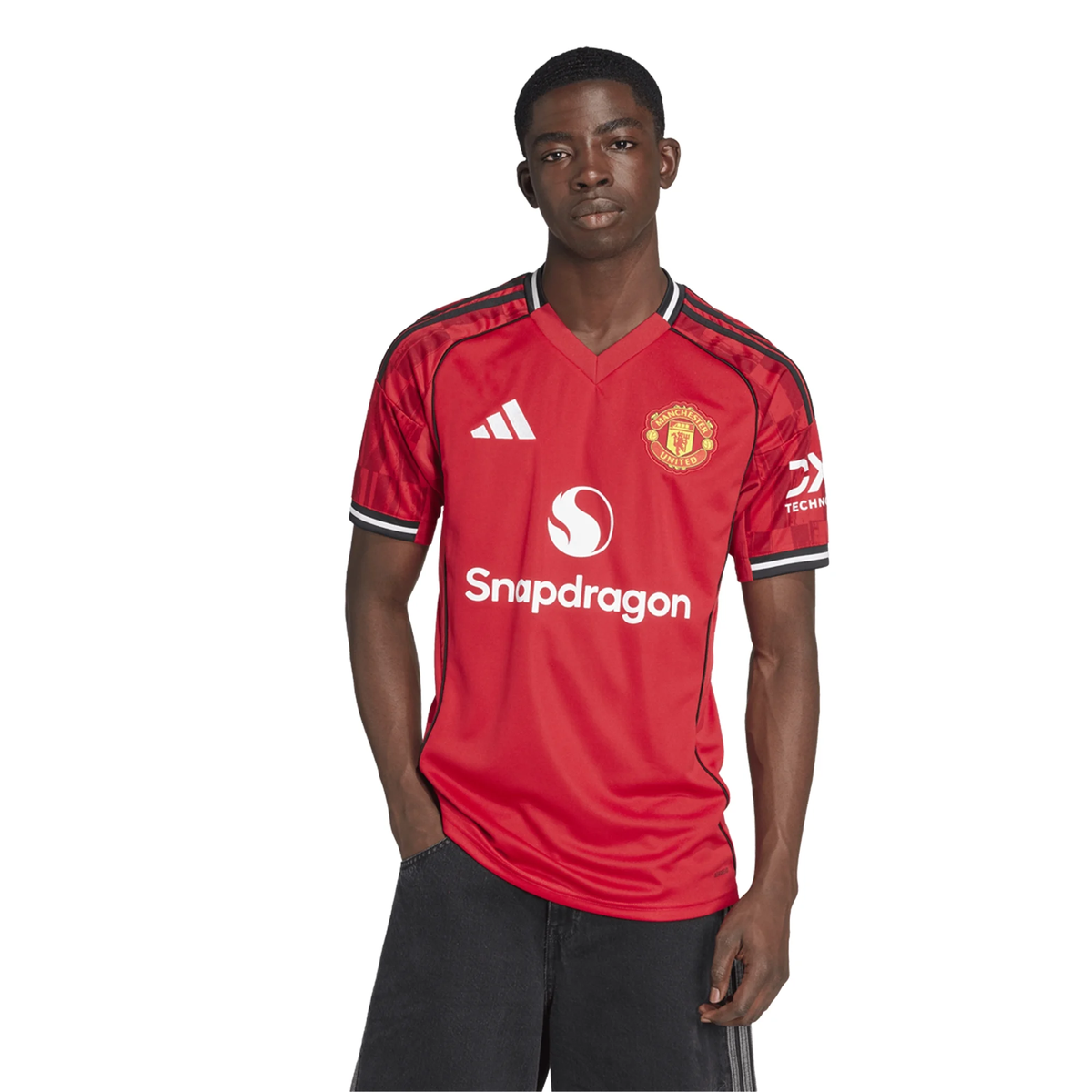 adidas Cunha Men's Manchester United Home Jersey 25/26 w/ EPL + NRFR Patches (Red)