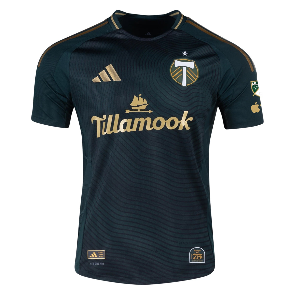 adidas Trey Muse Portland Timbers Authentic Home Jersey w/ MLS & Apple Patch 25/26 (Green/Gold)