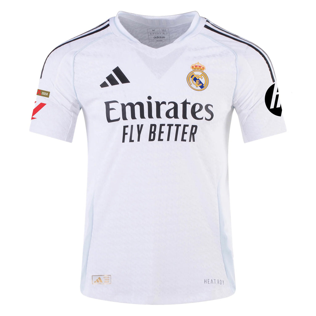 adidas Tchouaméni Real Madrid Authentic Home Jersey w/ La Liga Patches 24/25 (White/Black)