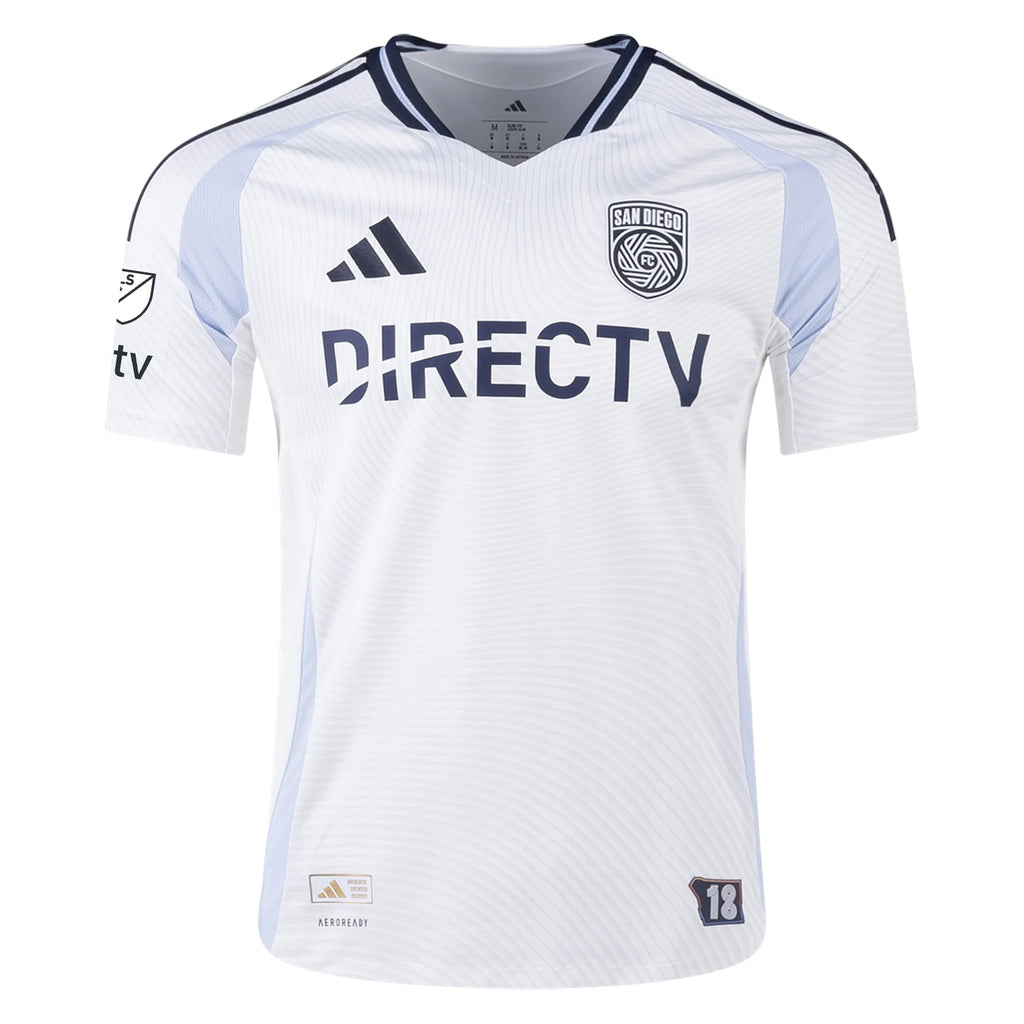adidas San Diego FC Authentic Pablo Sisniega Away Jersey 25/26 w/ MLS & Apple Patch (White)