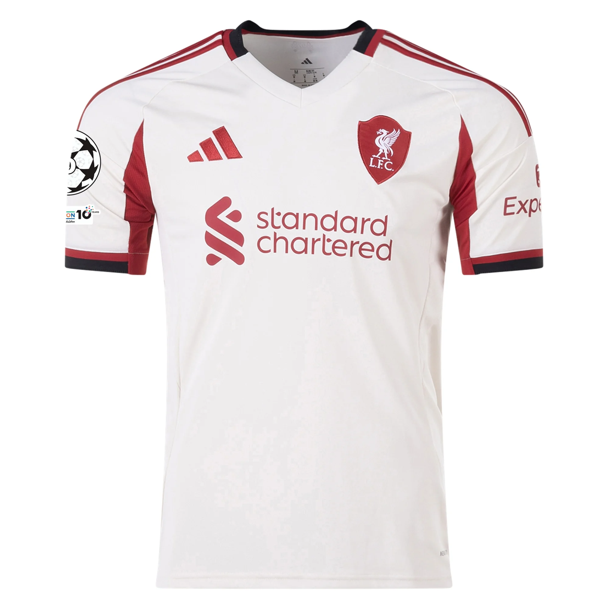 adidas Men's Liverpool Milos Kerkez Away Jersey w/ Champions League Patches 25/26 (Wonder White)