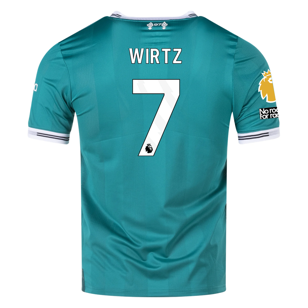 adidas Liverpool FC Authentic Florian Wirtz Third Jersey w/ EPL + No Room For Racism Patches 25/26 (Sea Green)