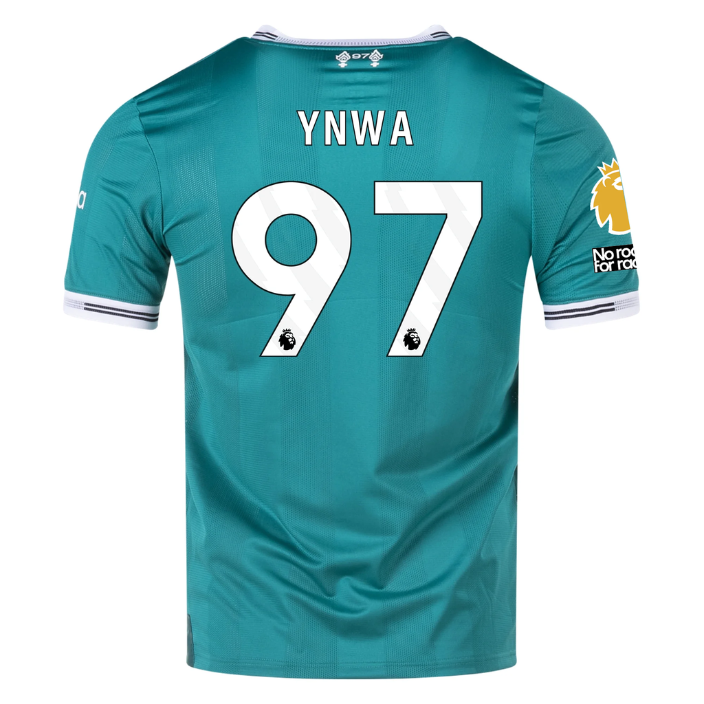 adidas Liverpool FC Authentic YNWA Third Jersey w/ EPL + No Room For Racism Patches 25/26 (Sea Green)
