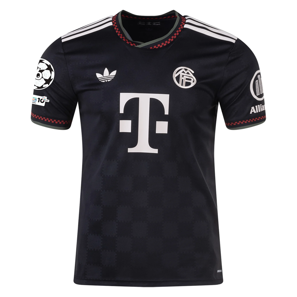 adidas Bayern Munich Harry Kane Third Jersey w/ Champions League Patches 25/26 (Black/Olive Green)