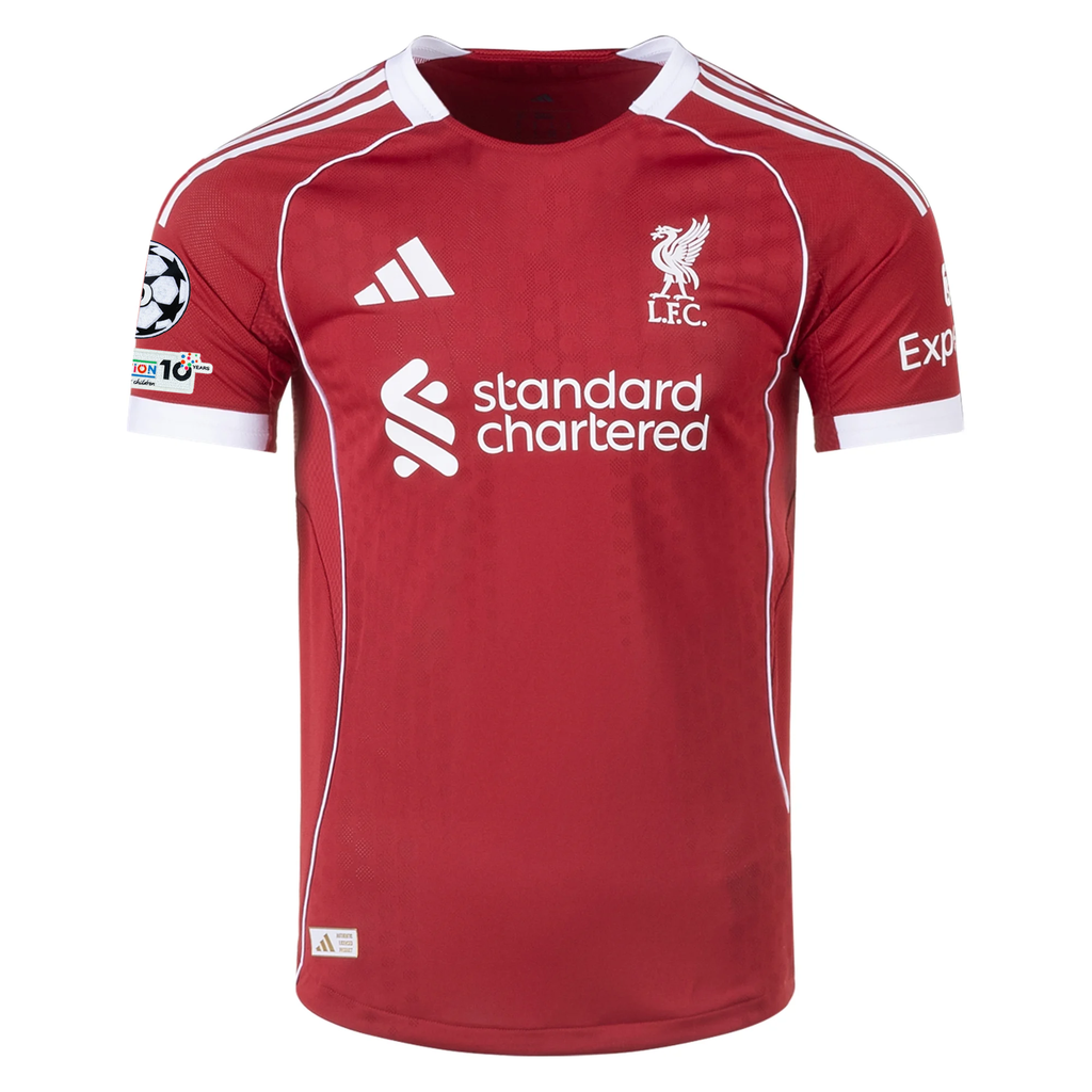 adidas Men's Liverpool FC Authentic Diogo Home Jersey 25/26 w/ Champions League Patches (Strawberry Red)