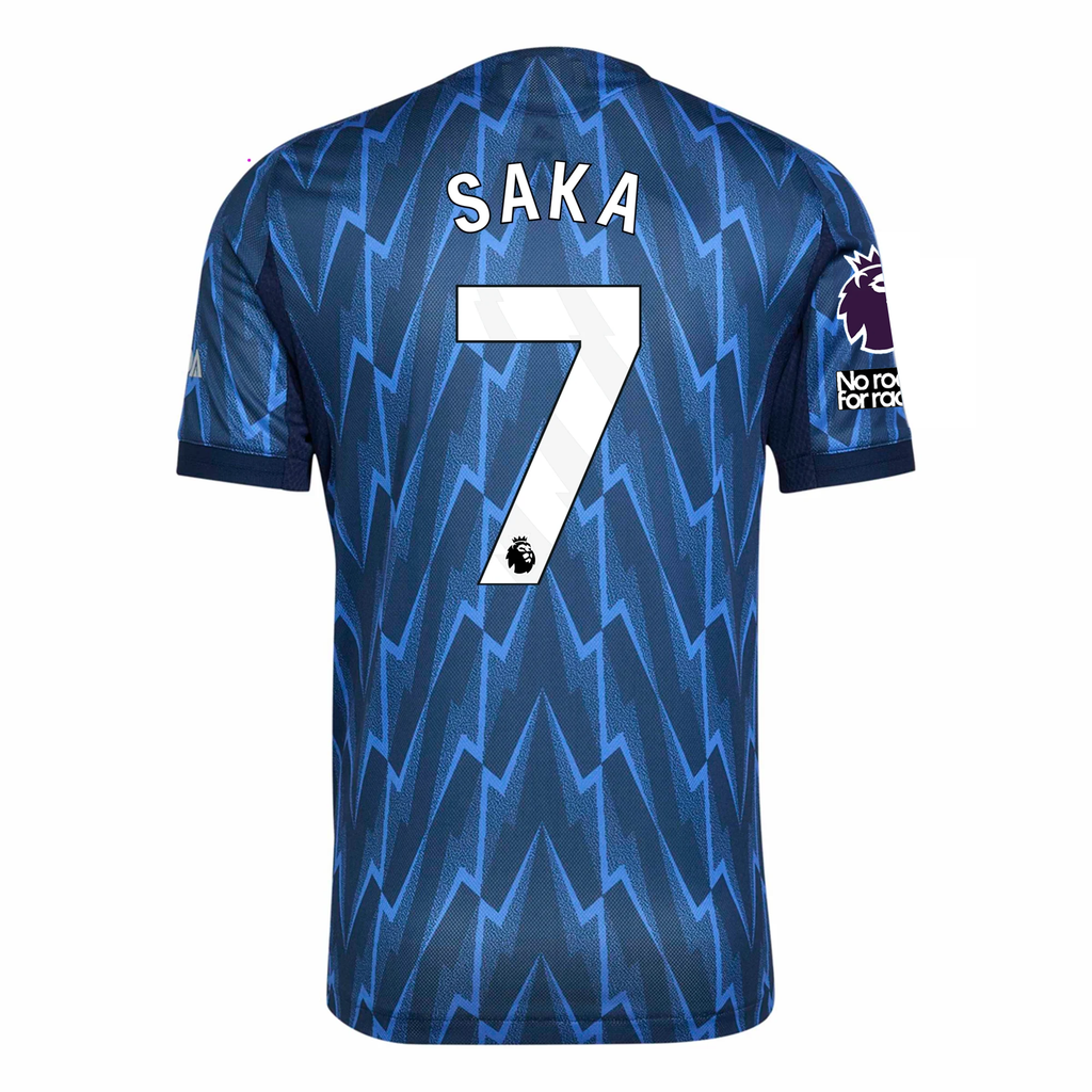 adidas Arsenal Authentic Bukayo Saka Away Jersey w/ EPL + No Room For Racism 25/26 (Indigo/Silver)