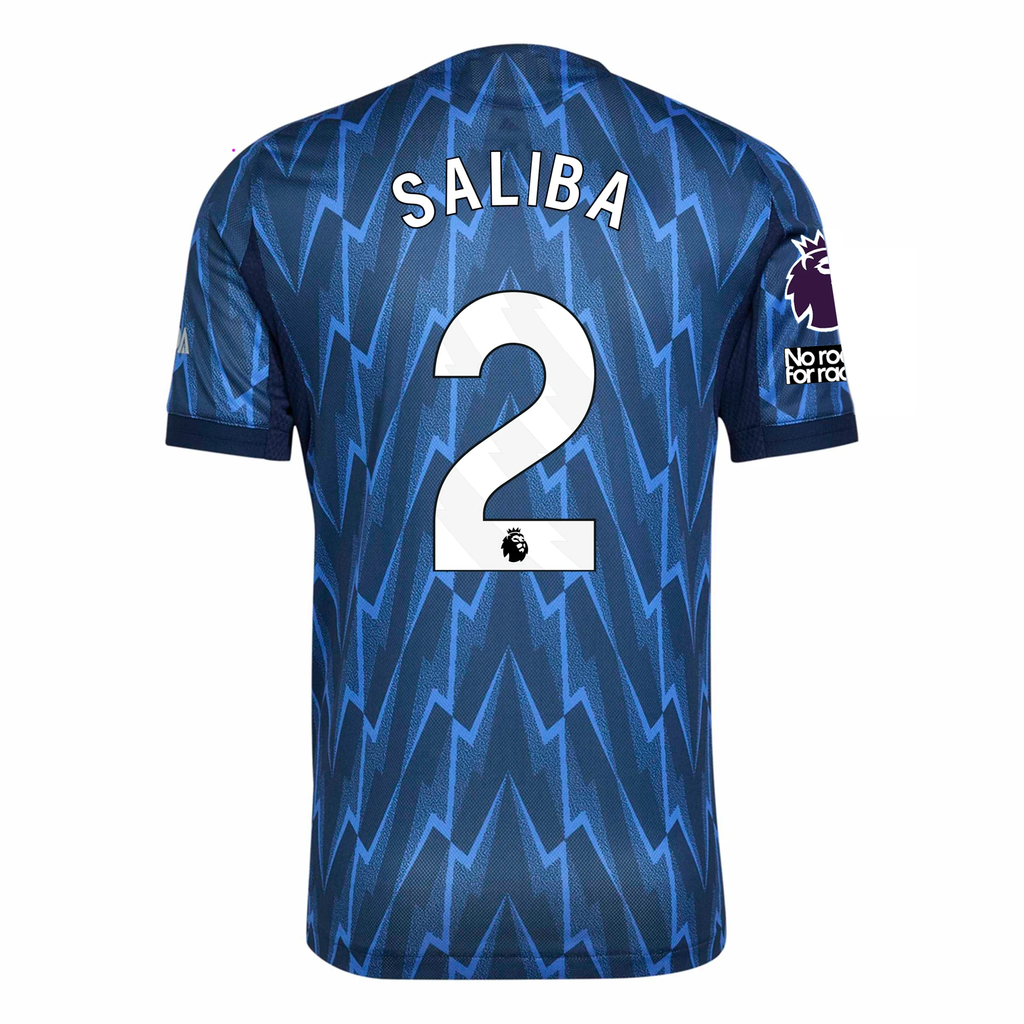 adidas Arsenal Authentic William Saliba Away Jersey w/ EPL + No Room For Racism 25/26 (Indigo/Silver)