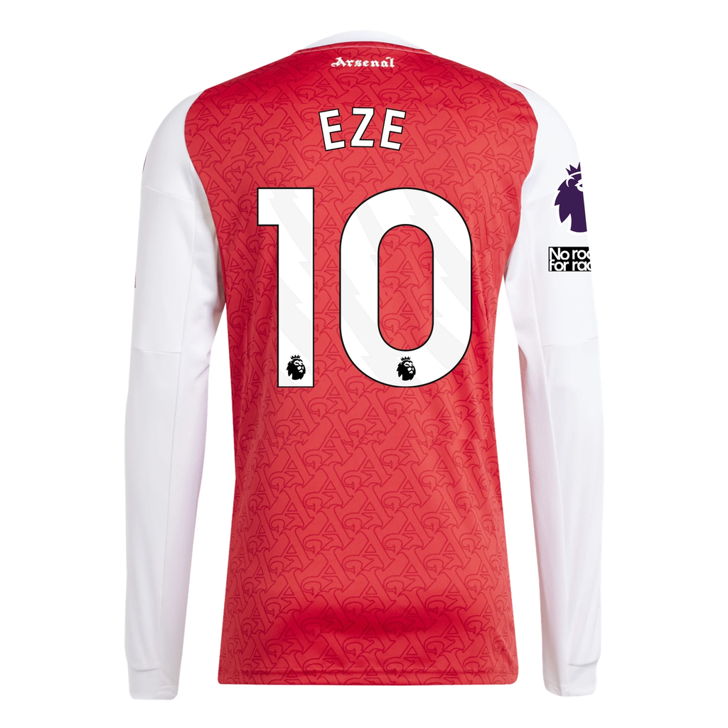 adidas Arsenal Eberechi Eze Long Sleeve Home Jersey w/ EPL + No Room For Racism Patches 25/26 (Better Scarlet/White)