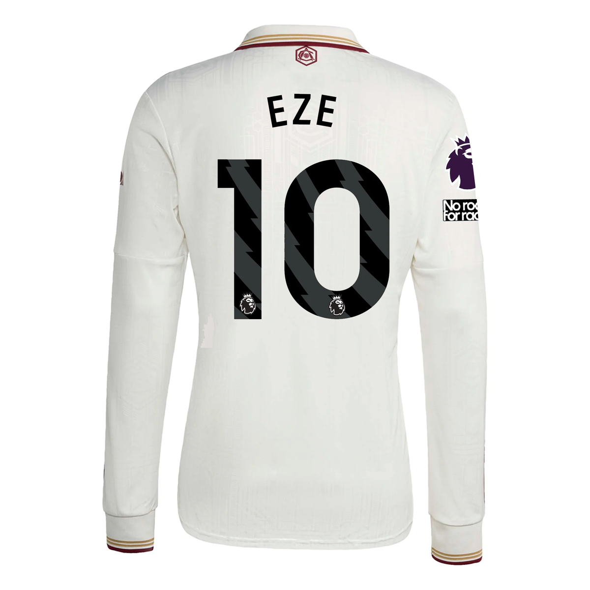 adidas Arsenal Eberechi Eze Third Long Sleeve Jersey w/ EPL + No Room For Racism 25/26 (White/Burgundy)