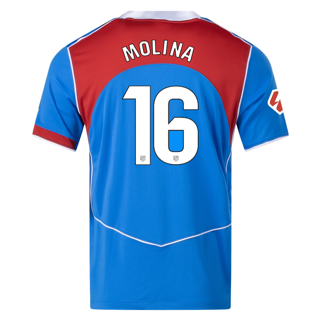 Nike Men's Atletico Madrid Nahuel Molina T90 Third Jersey La Liga Patch 25/26 (Photo Blue/Sport Red)