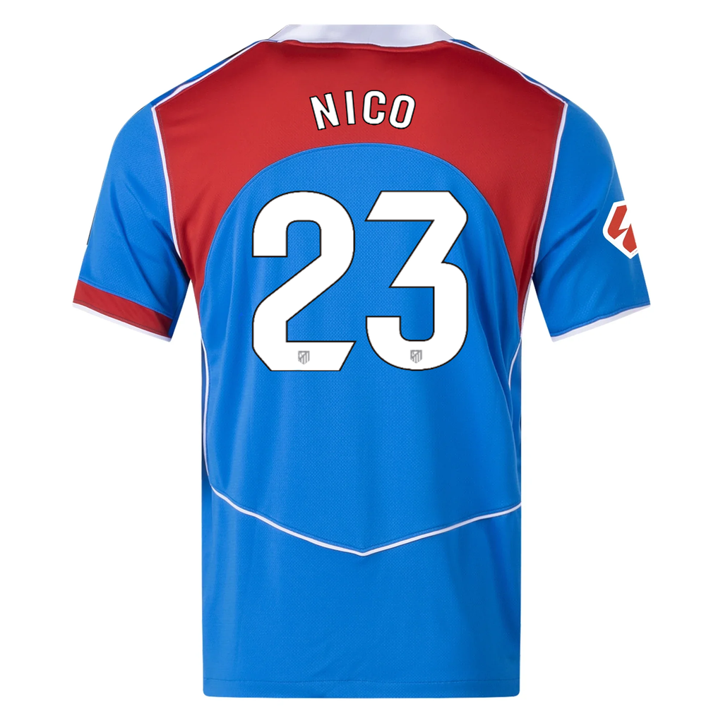 Nike Men's Atletico Madrid Nicolás González T90 Third Jersey La Liga Patch 25/26 (Photo Blue/Sport Red)