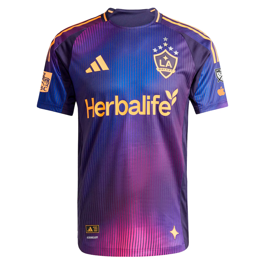 adidas Carlos Garcés LA Galaxy Authentic Away Jersey w/ MLS + Apple TV + RBC Sponsor 25/26 (Purple)