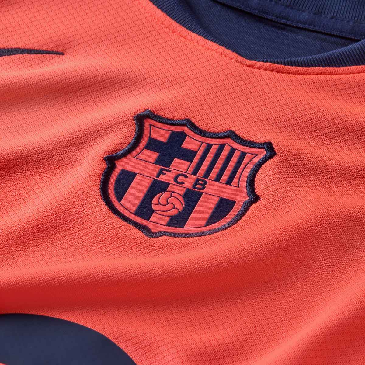 Nike Youth FC Barcelona T90 Third Jersey 25/26 (Bright Mango/Midnight Navy)
