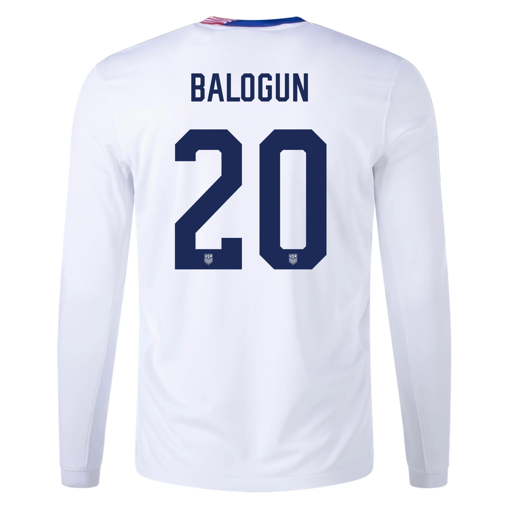 Nike United States Folarin Balogun Long Sleeve Home Jersey 24/25 (White)