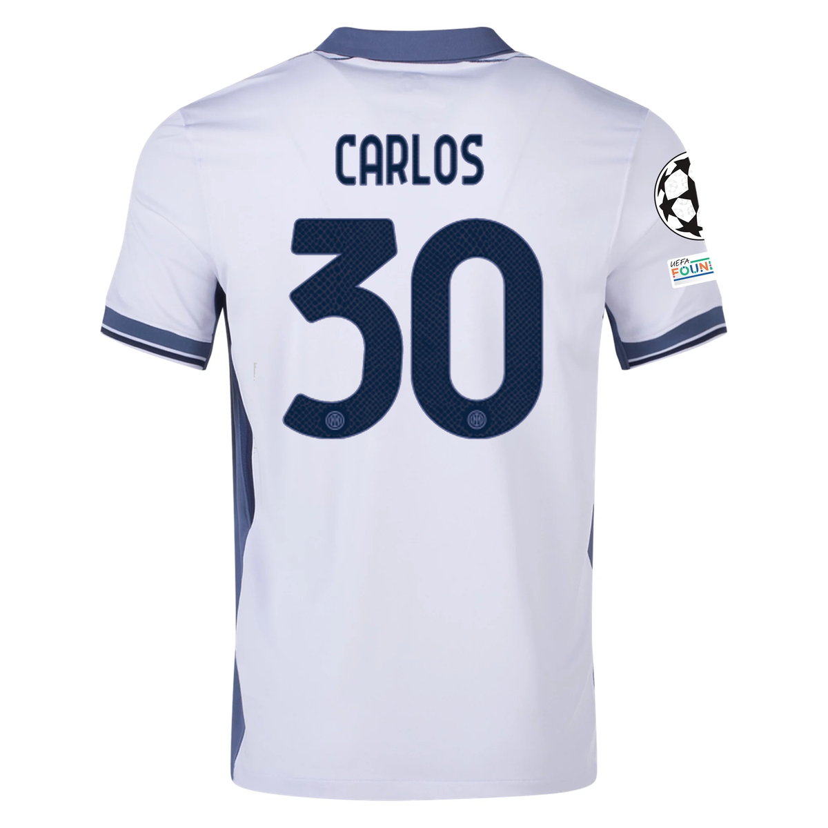 Nike Inter Milan Carlos Augusto Away Jersey w/ Champions League + Scudetto Patch 24/25 (Summit White/Iris Whisper)