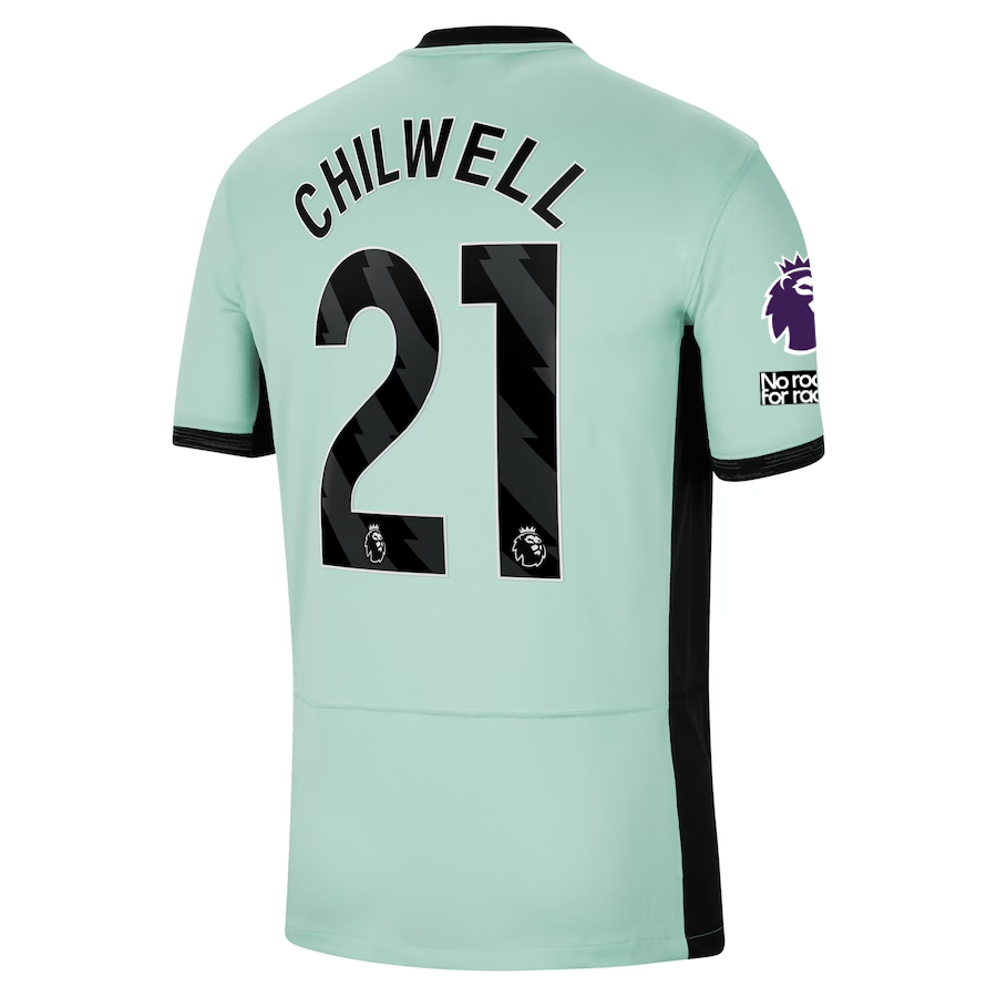 Nike Chelsea Ben Chilwell Third Jersey w/ EPL + No Room For Racism Patches 23/24 (Mint Foam/Black)
