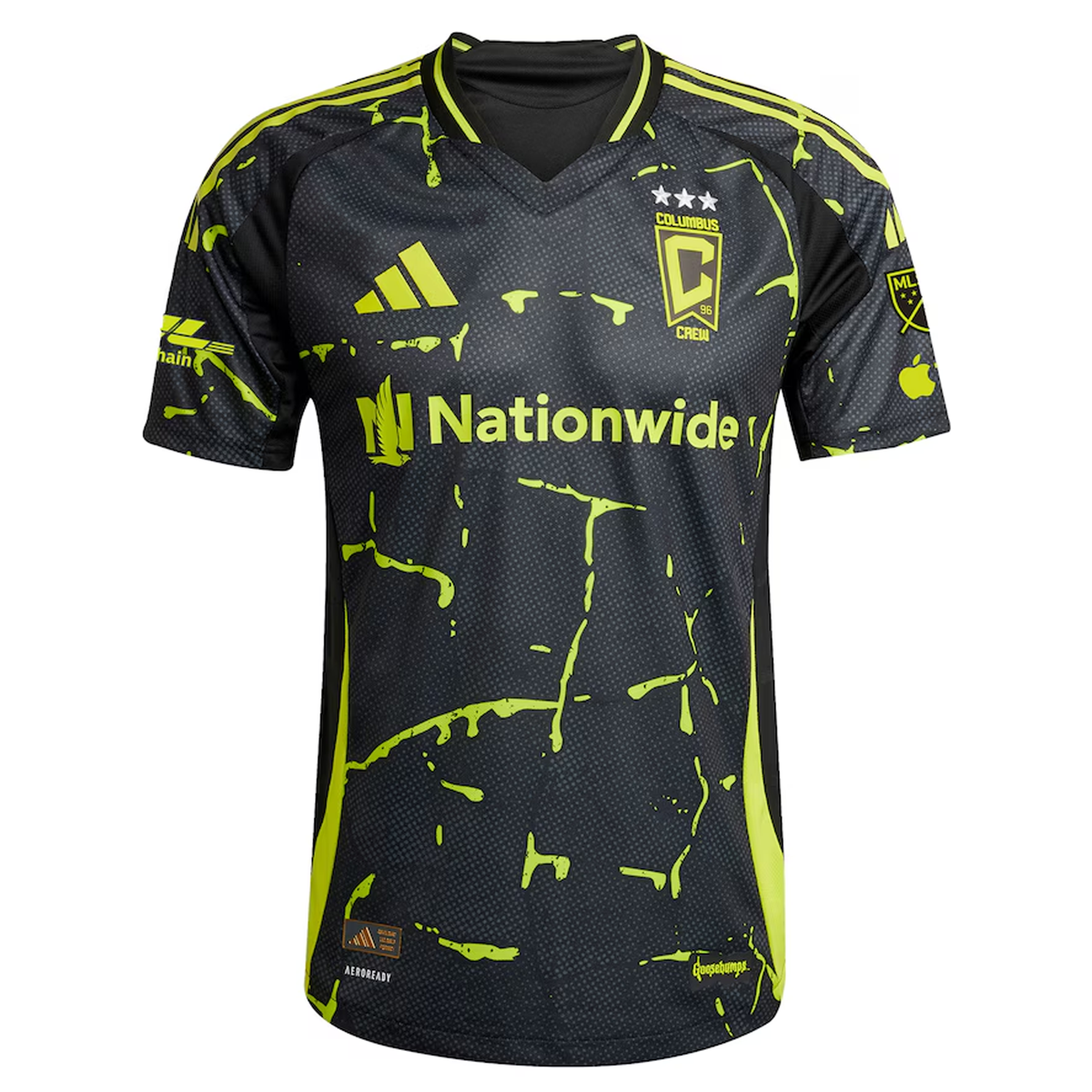 adidas Jacen Russell-Rowe Columbus Crew Authentic Away Jersey w/ MLS Patches 25/26 (Black/Yellow)