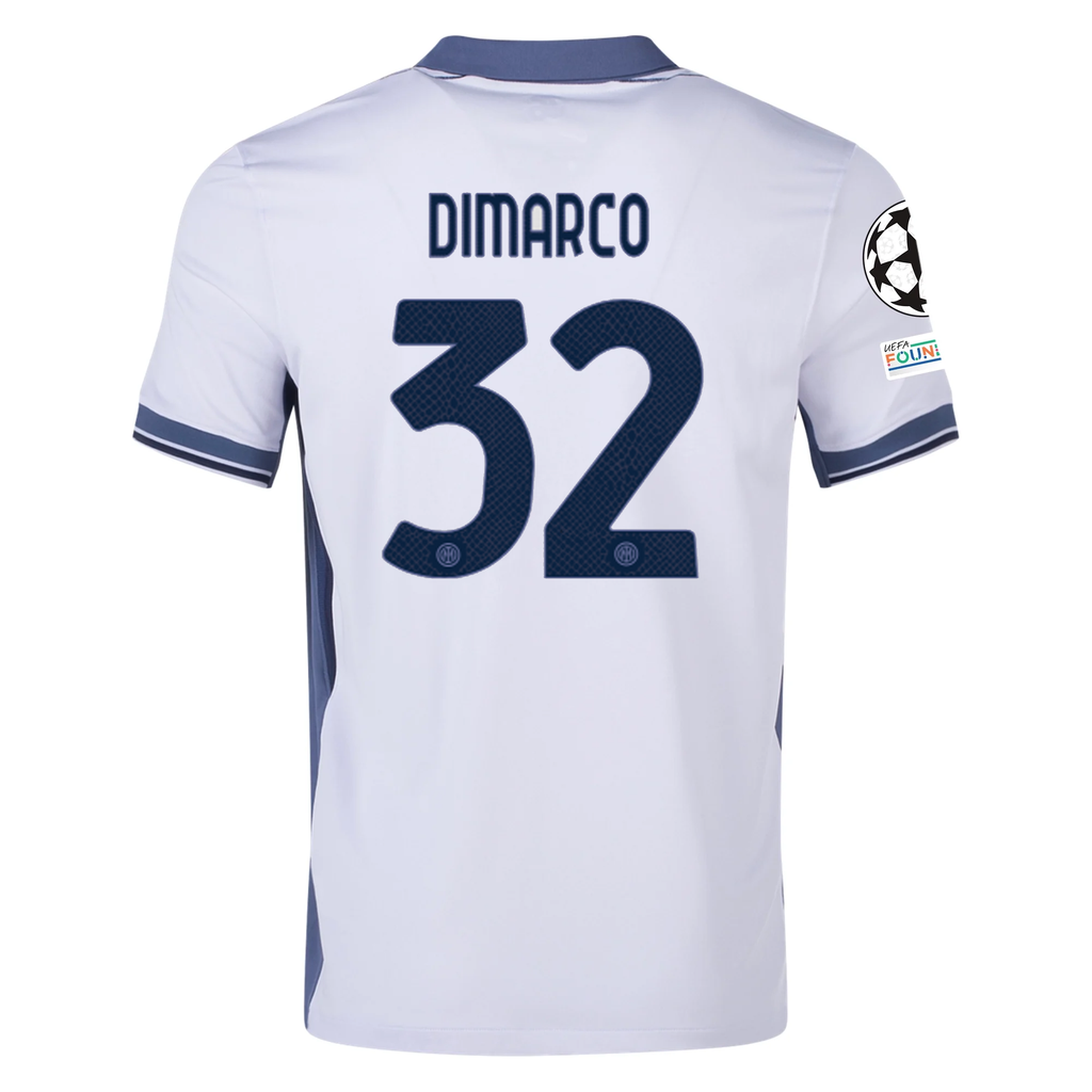 Nike Inter Milan Federico Dimarco Away Jersey w/ Champions League + Scudetto Patch 24/25 (Summit White/Iris Whisper)