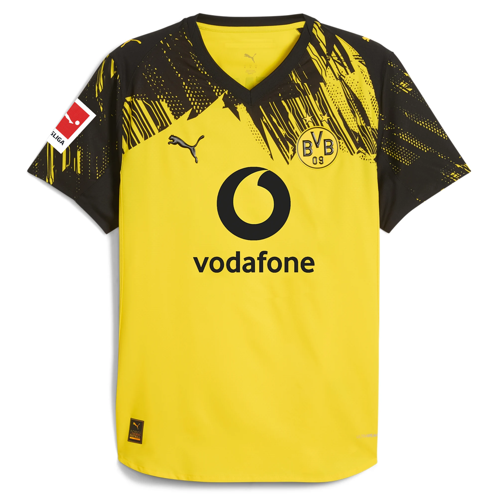 Puma BVB Dortmund Authentic Emre Can Home Jersey w/ Bundesliga Patch 25/26 (Faster Yellow/Puma Black)