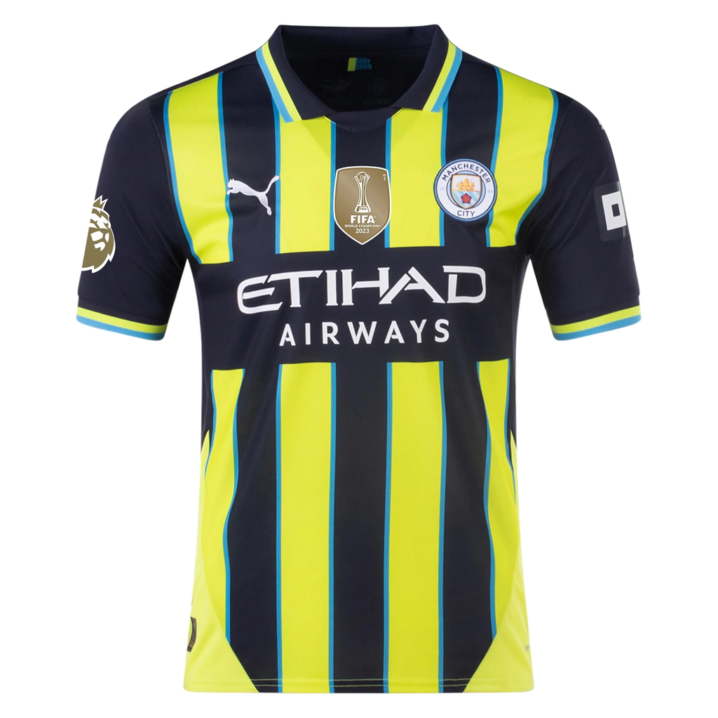 Puma Manchester City Bernardo Silva Away Jersey w/ EPL + Club World Cup Patch 24/25 (New Navy/Yellow Glow)