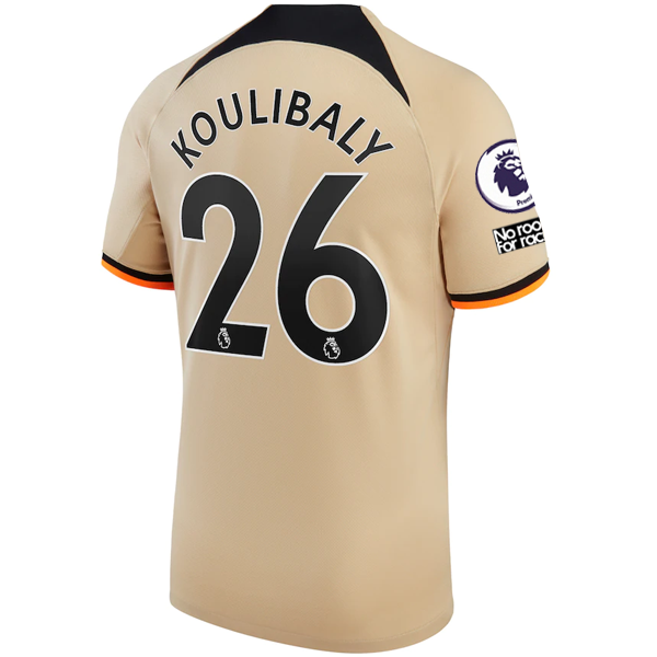 Nike Chelsea Koulibaly Third Jersey w/ EPL + No Room For Racism + Club World Cup Patches 22/23 (Sesame/Black)
