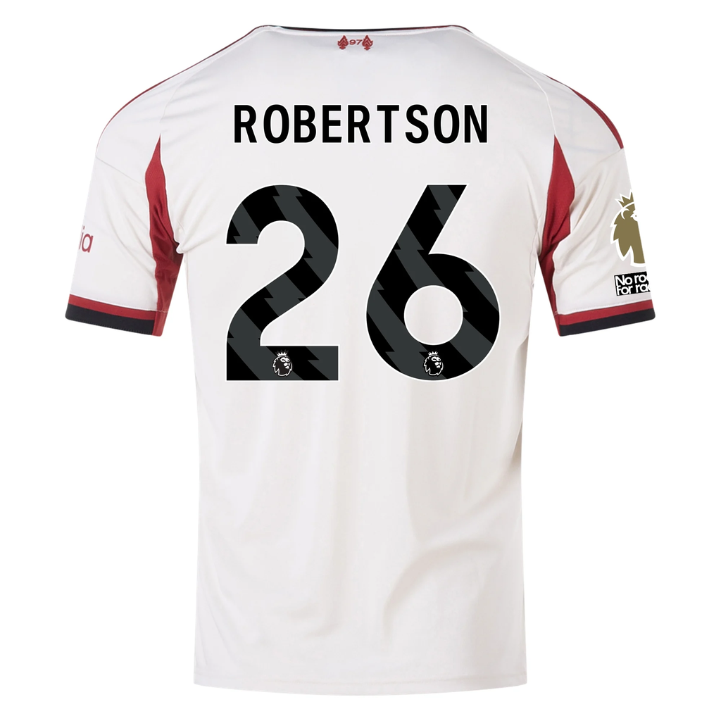 adidas Men's Liverpool Andy Robertson Away Jersey w/ EPL Champions Patch 25/26 (Wonder White)