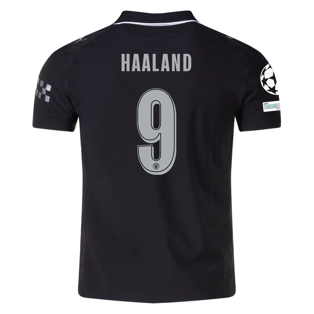 Puma Manchester City Authentic Erling Haaland Away Jersey w/ Champions League Patches 25/26 (Puma Black)