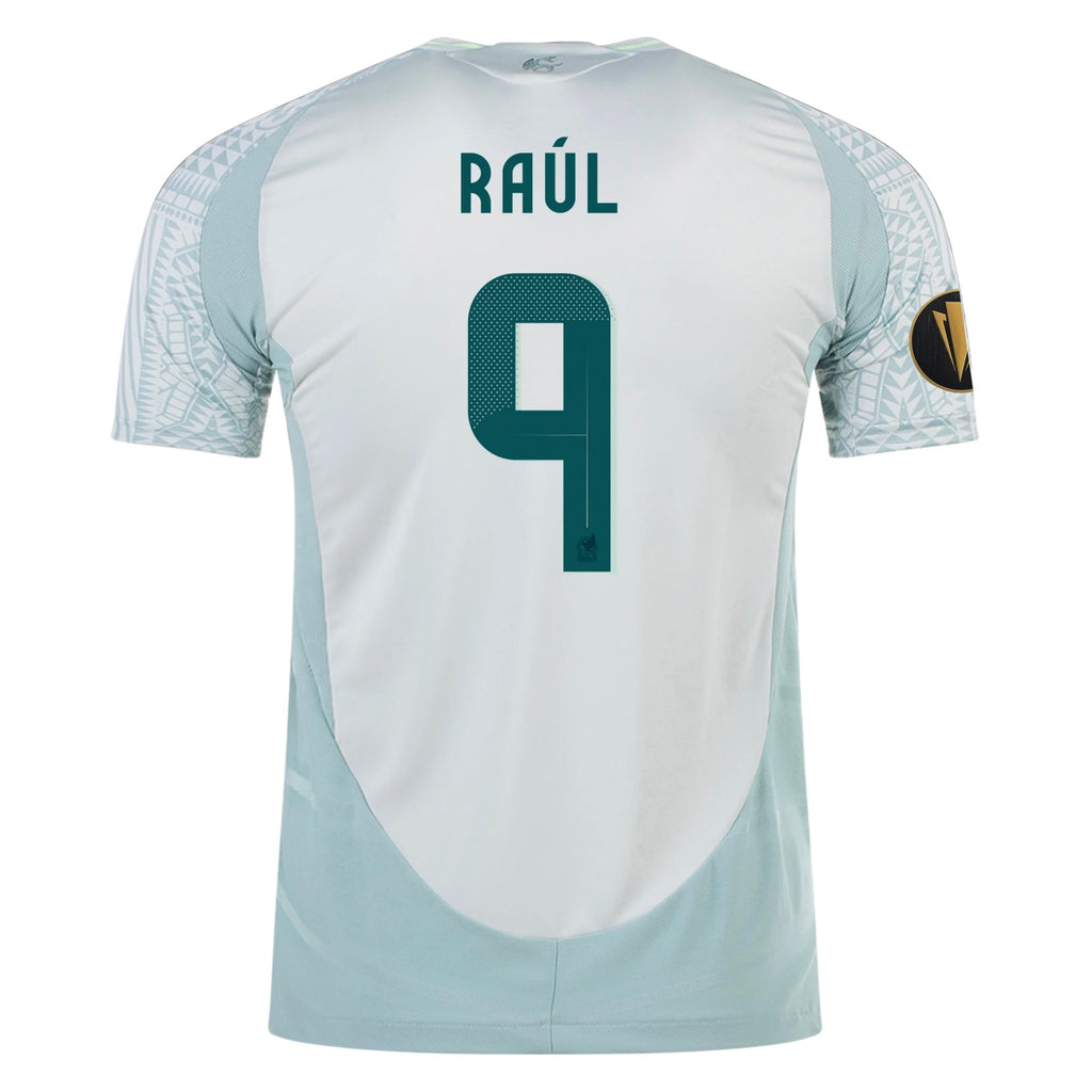 adidas Raul Jimenez Mexico Authentic Away Jersey 24/25 w/ Gold Cup 2025 Patches (Linen Green)