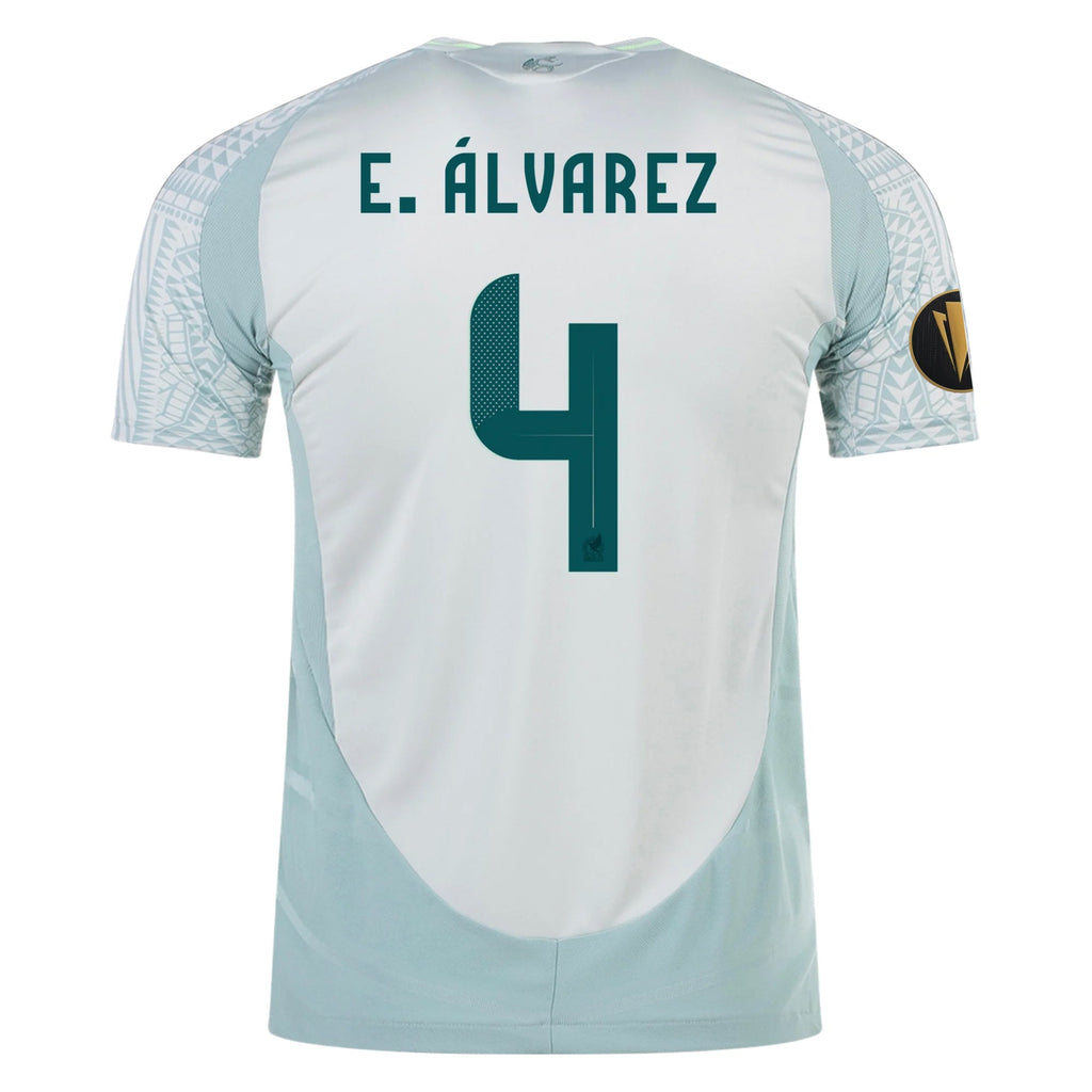 adidas Edson Alvarez Mexico Authentic Away Jersey 24/25 w/ Gold Cup 2025 Patches (Linen Green)